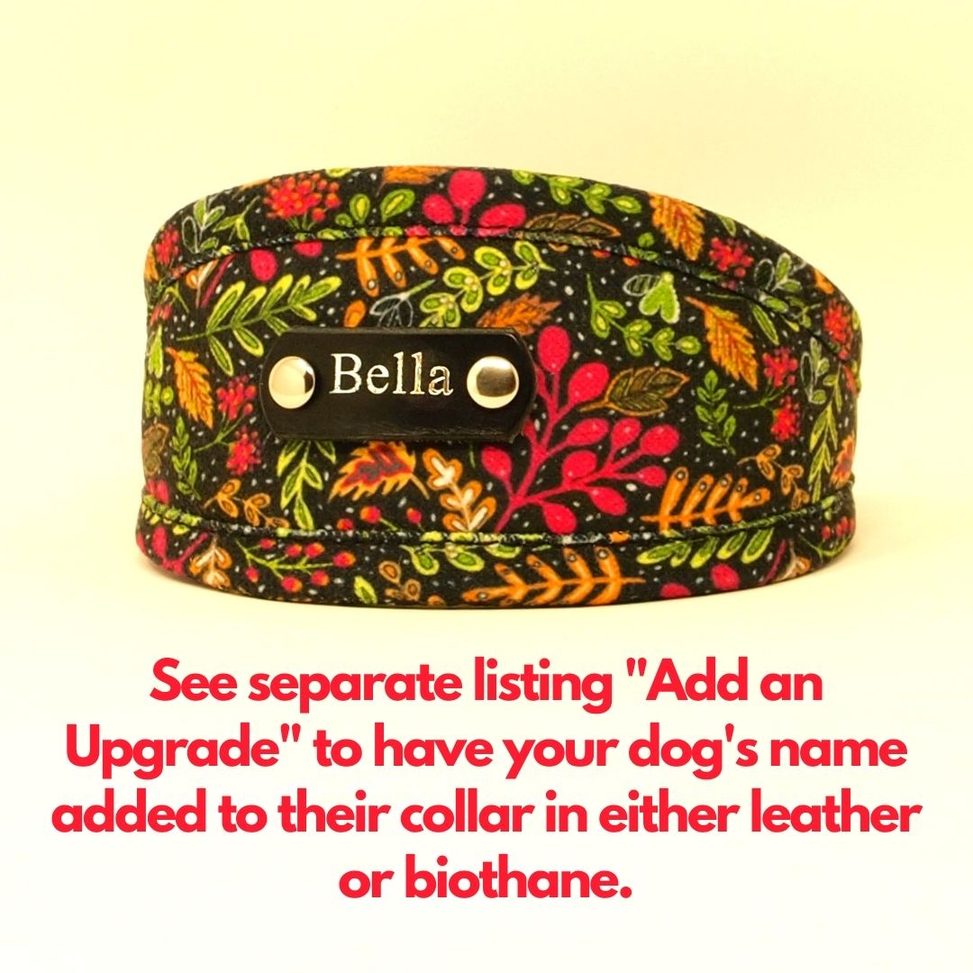 personalised black pink floral hound collar