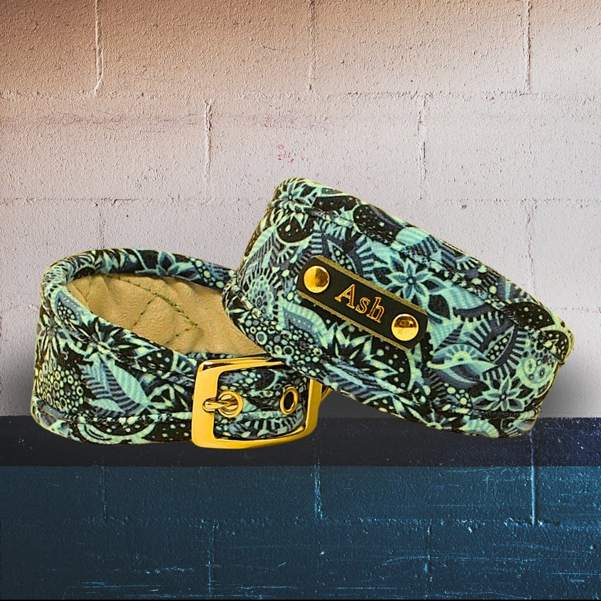 vegan chenille dog collar hypoallergenic soft sighthound lurcher whippet iggy with optional dogs name on