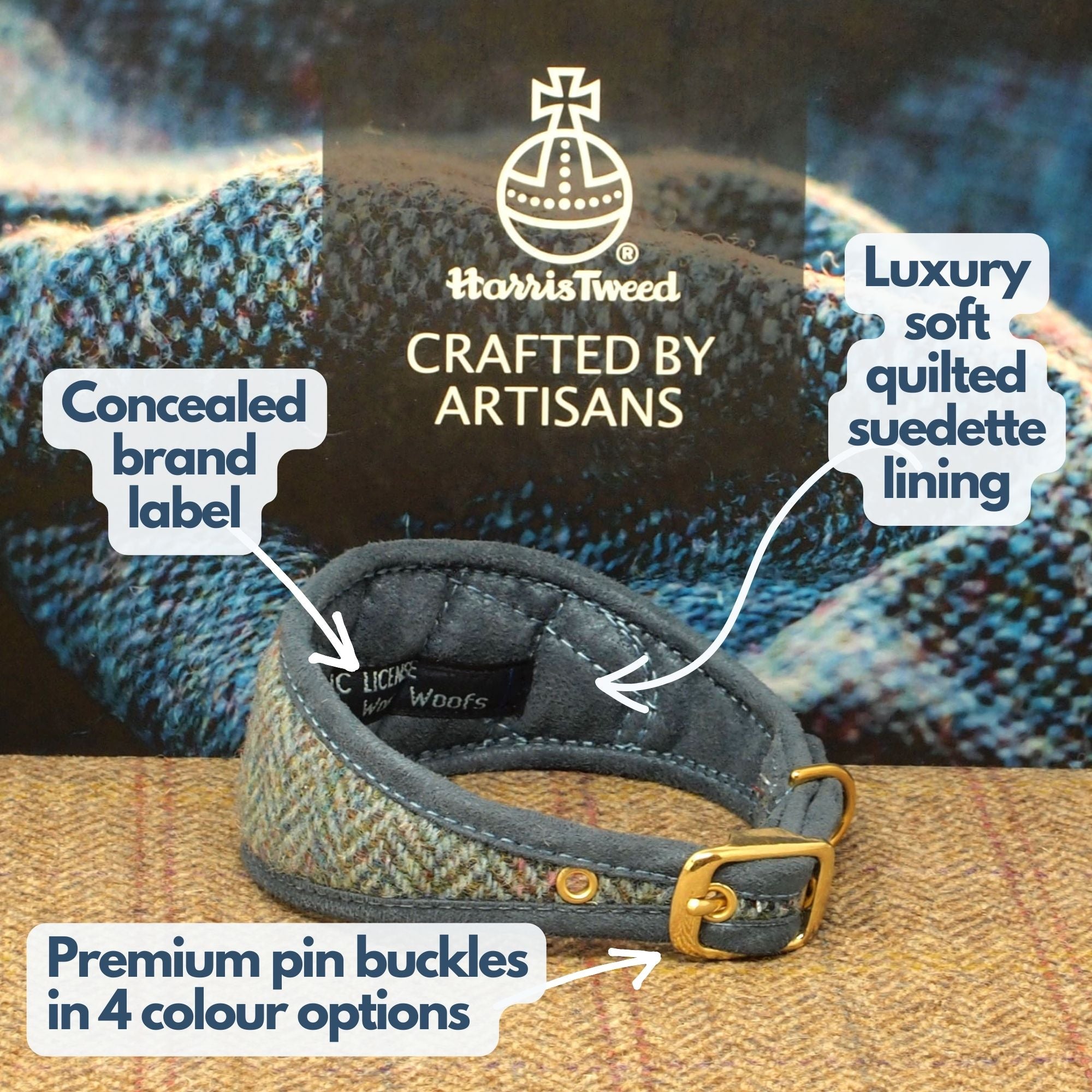 luxury padded soft quilted soft sighthound collar blue