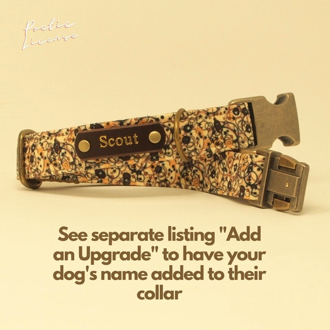 Luxe Chenille Standard Dog Collar in Neutral Brown Abstract