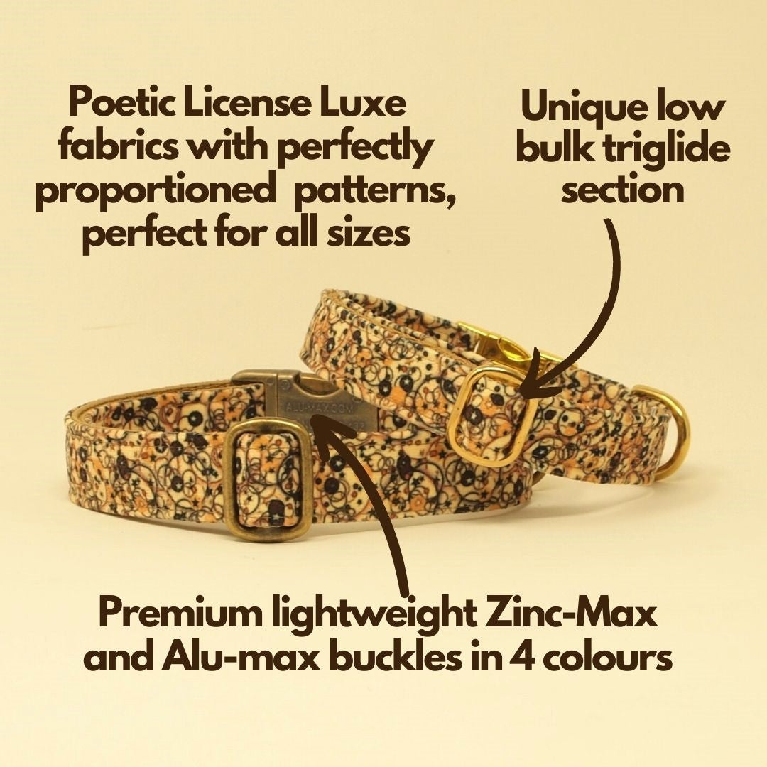 Luxe Chenille Standard Dog Collar in Neutral Brown Abstract