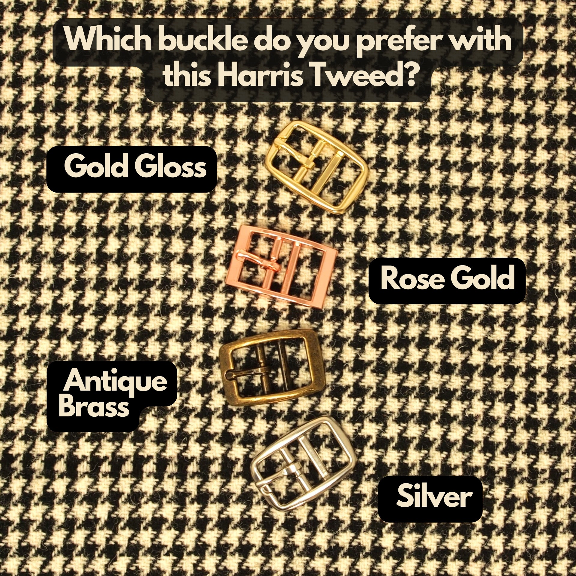 Black and White Houndstooth Dog Collar, in Hound Width or Slim Fit, optional personalisation available to add dog&