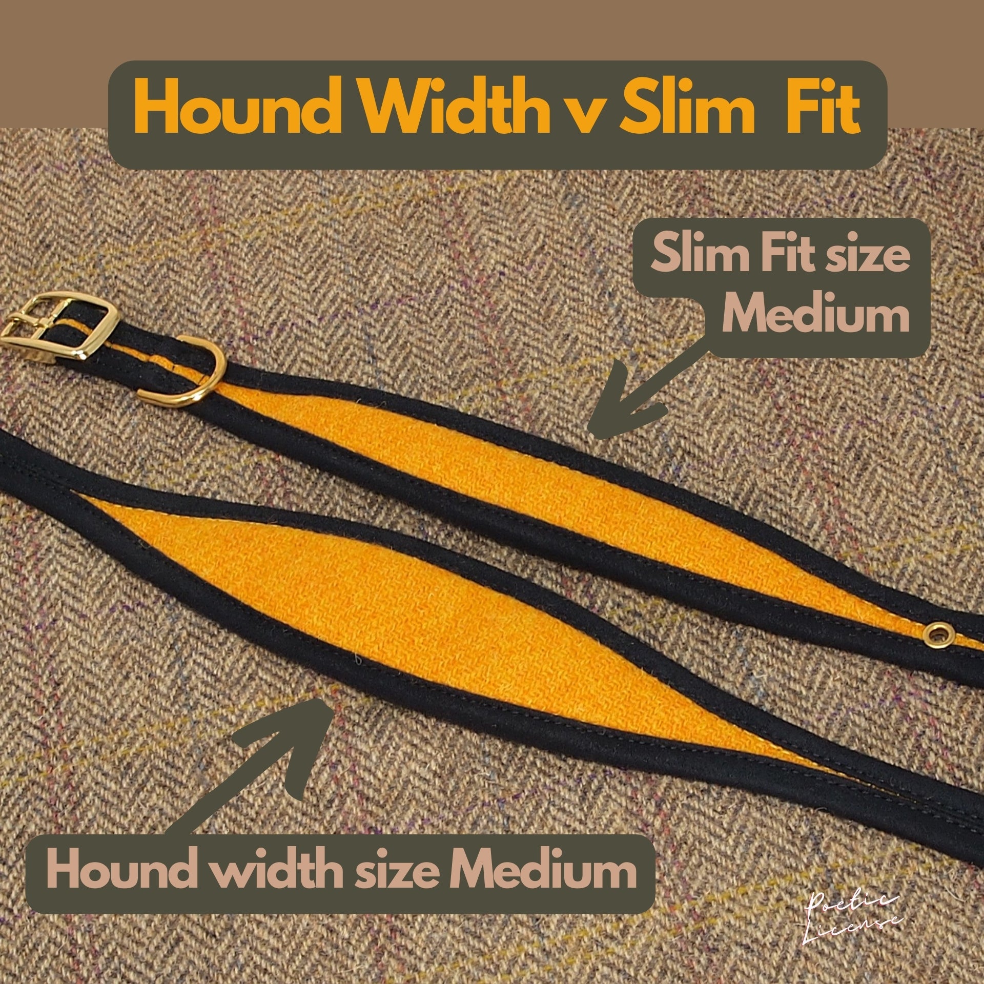 Burnt Orange Harris Tweed Dog Collar, Greyhound, Whippet. Can be personalised with name on the collar