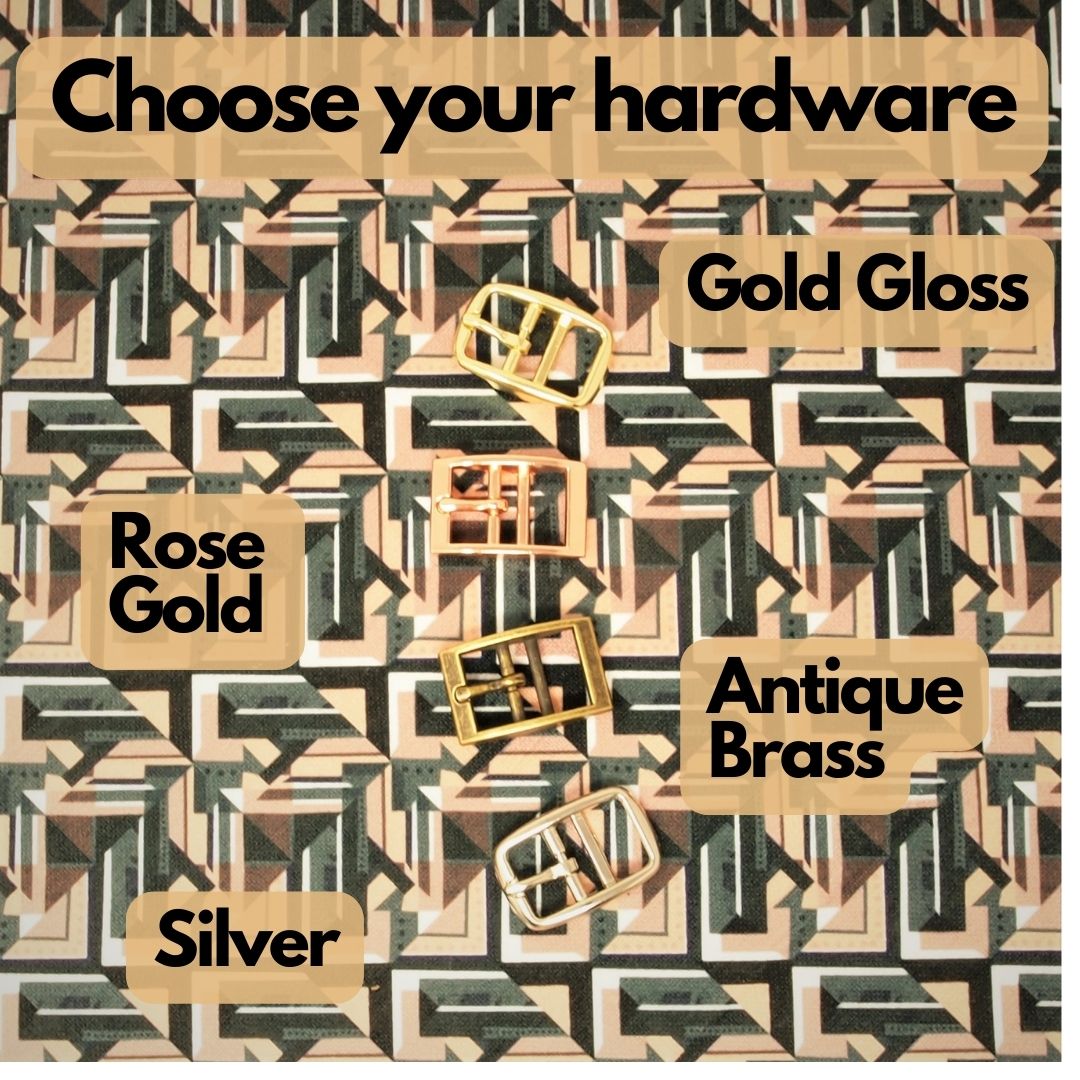 Soft Vegan Custom Dog Collar in Dark Green/Nude Geometric