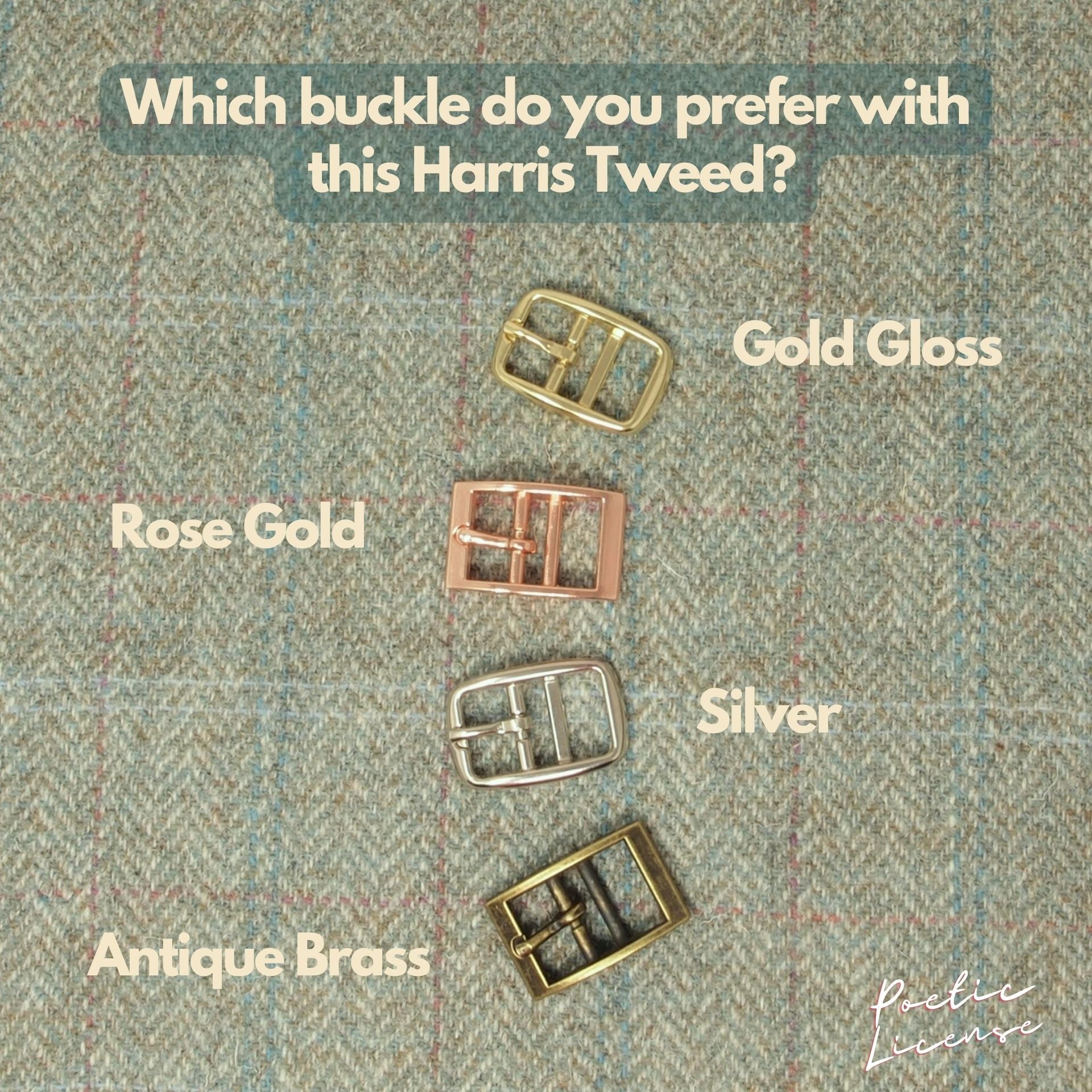 Harris Tweed Grey Dog Collar, personalised with your dog&