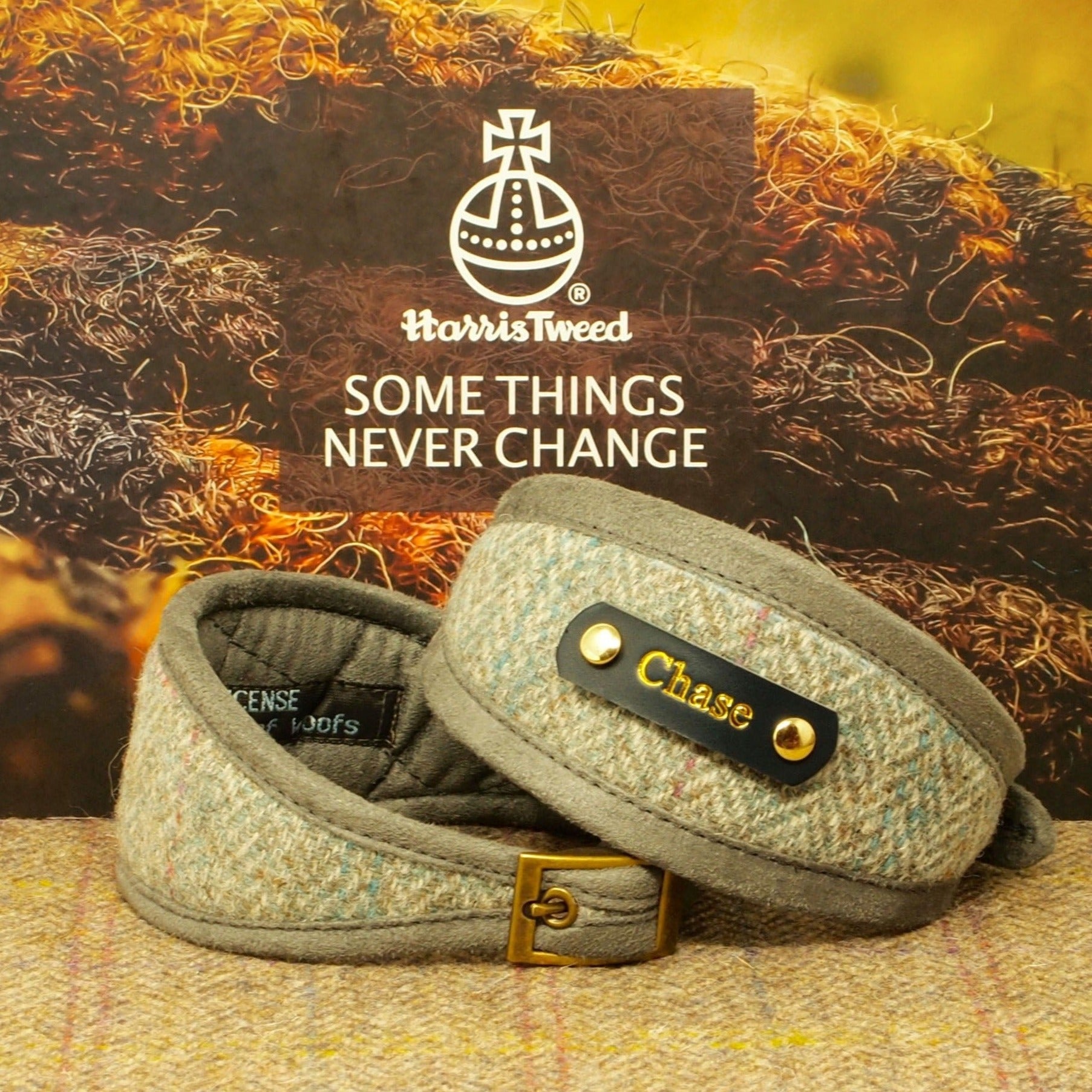 duck egg soft grey blue greyhound whippet saluki deerhound iggy galgo afghan sighthound collar, harris tweed with dogs name on, wide or slim dog collar soft comfortable