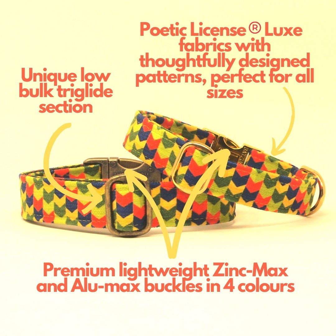 Luxe Chenille Standard Dog Collar in Green Geometric
