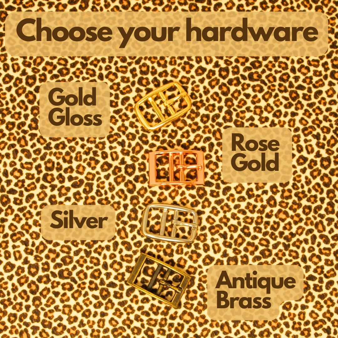 Leopard Print Custom Dog Collar with optional name personalisation. Slim Fit or Sighthound Width.