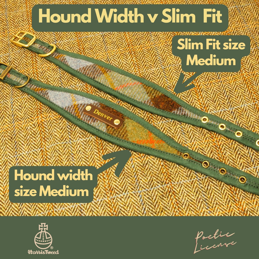 Harris Tweed Macleod Tartan Greyhound Whippet Collar or Slim fit luxury Personalized dog collar