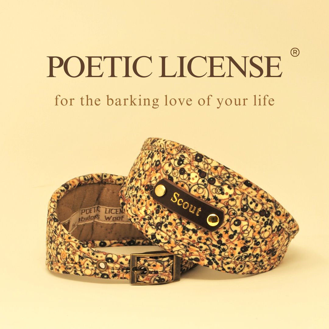 Luxe Chenille Hound Collar in Tan Neutral Abstract