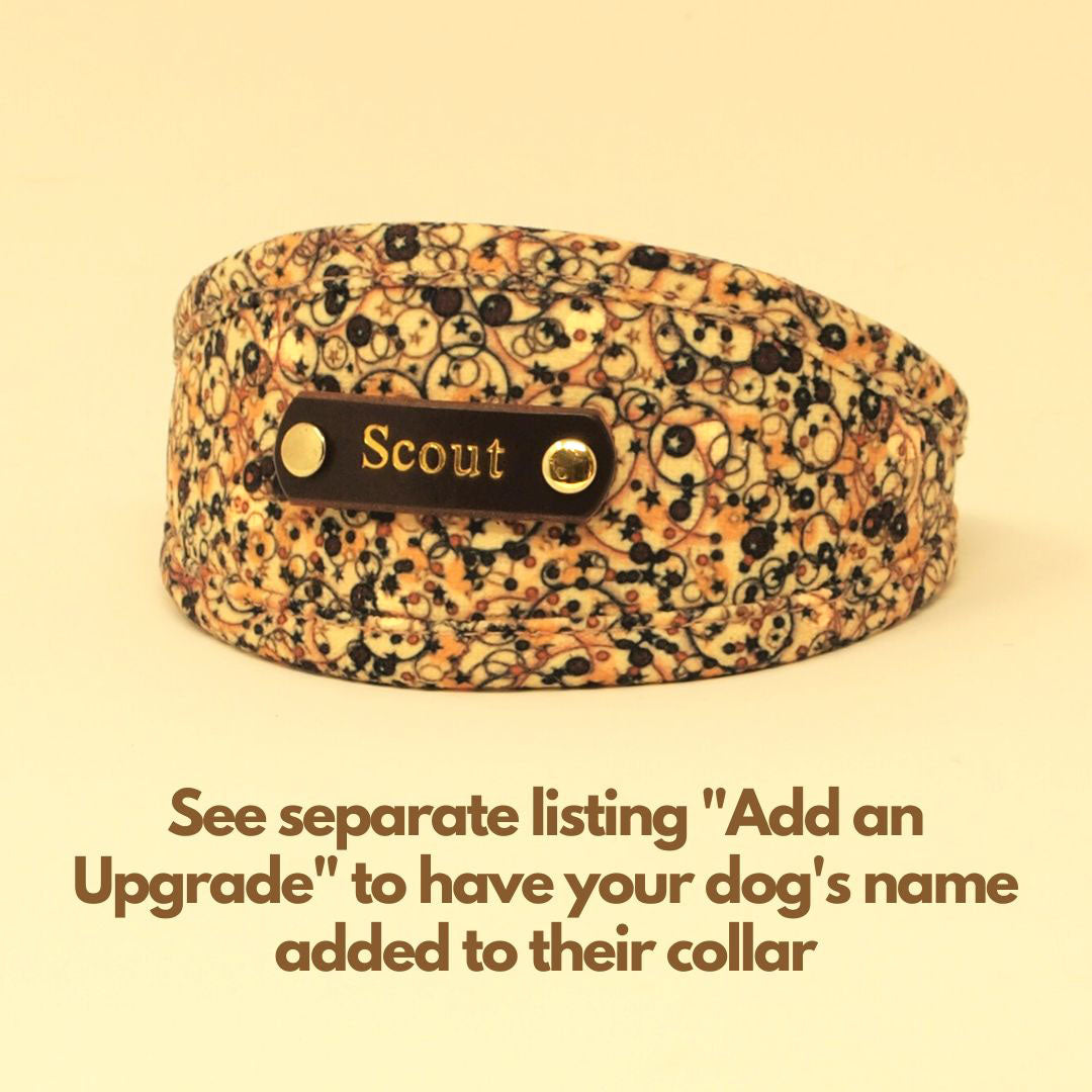 Mocha & Cream Custom Vegan Dog Collar with optional name personalisation.