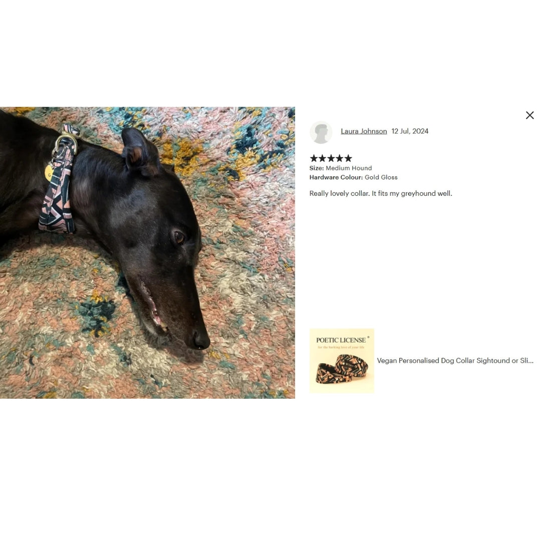 Soft Vegan Custom Personalized Dog Collar in Dark Green/Nude Geometric