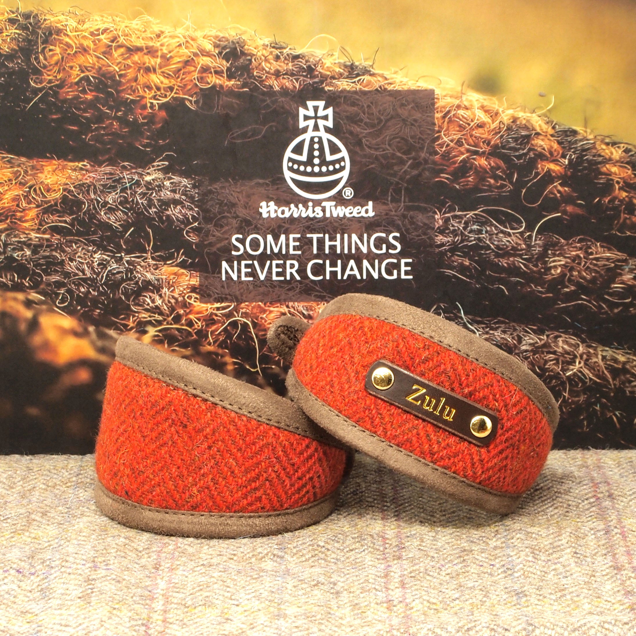 burnt orange herringbone harris tweed dog collar whippet sighthound greyhound lurcher iggy. custom personalised dog collar with dogs name on