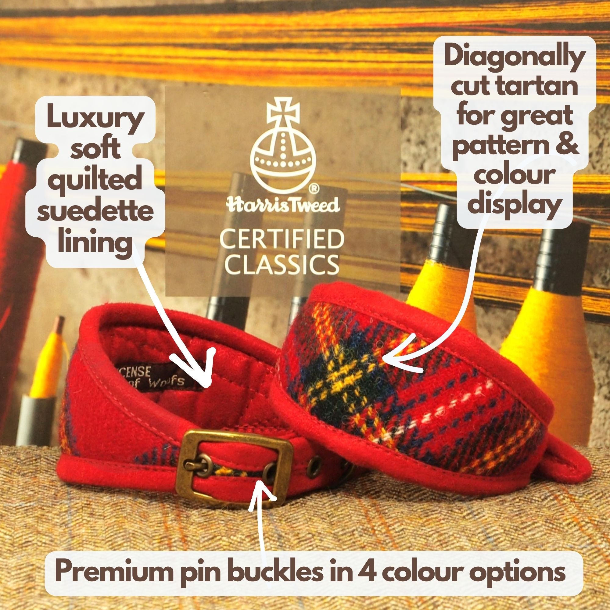 luxury harris tweed sighthound greyhound collar with soft quilted padded interior for sensitive necks