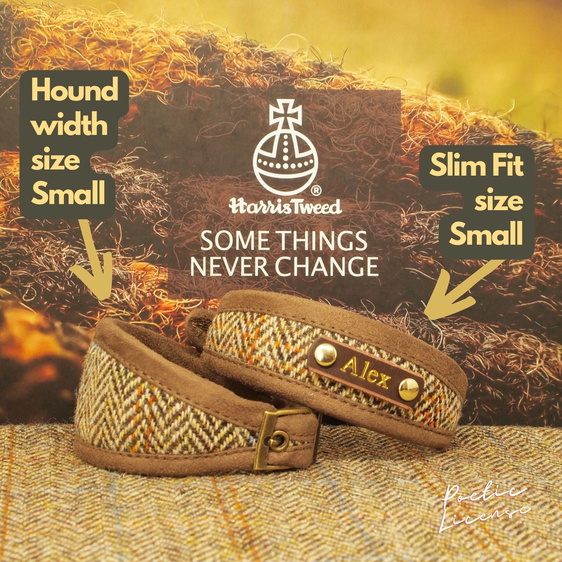 Tan Brown Mocha Herringbone Dog Collar, can be personalised with dog&