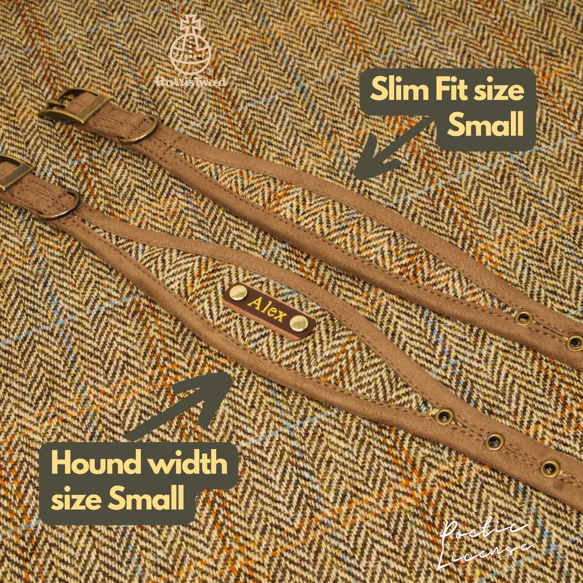 Tan Brown Mocha Herringbone Dog Collar, can be personalized. Either sighthound width or slim fit.