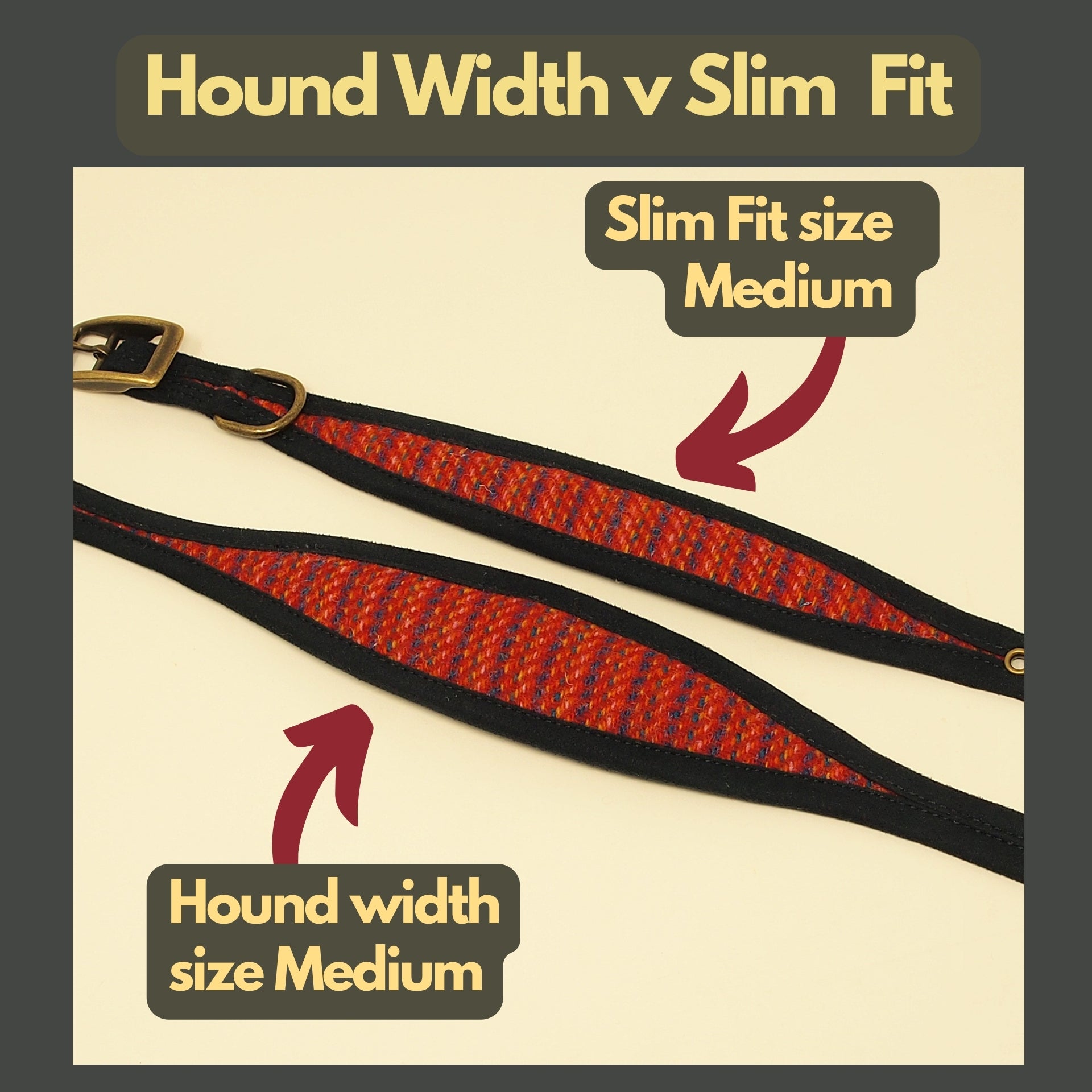 Watermelon Red Stripe Harris Tweed Dog Collar, Greyhound, Whippet, or Slim Fit. Optional personalisation with dog&