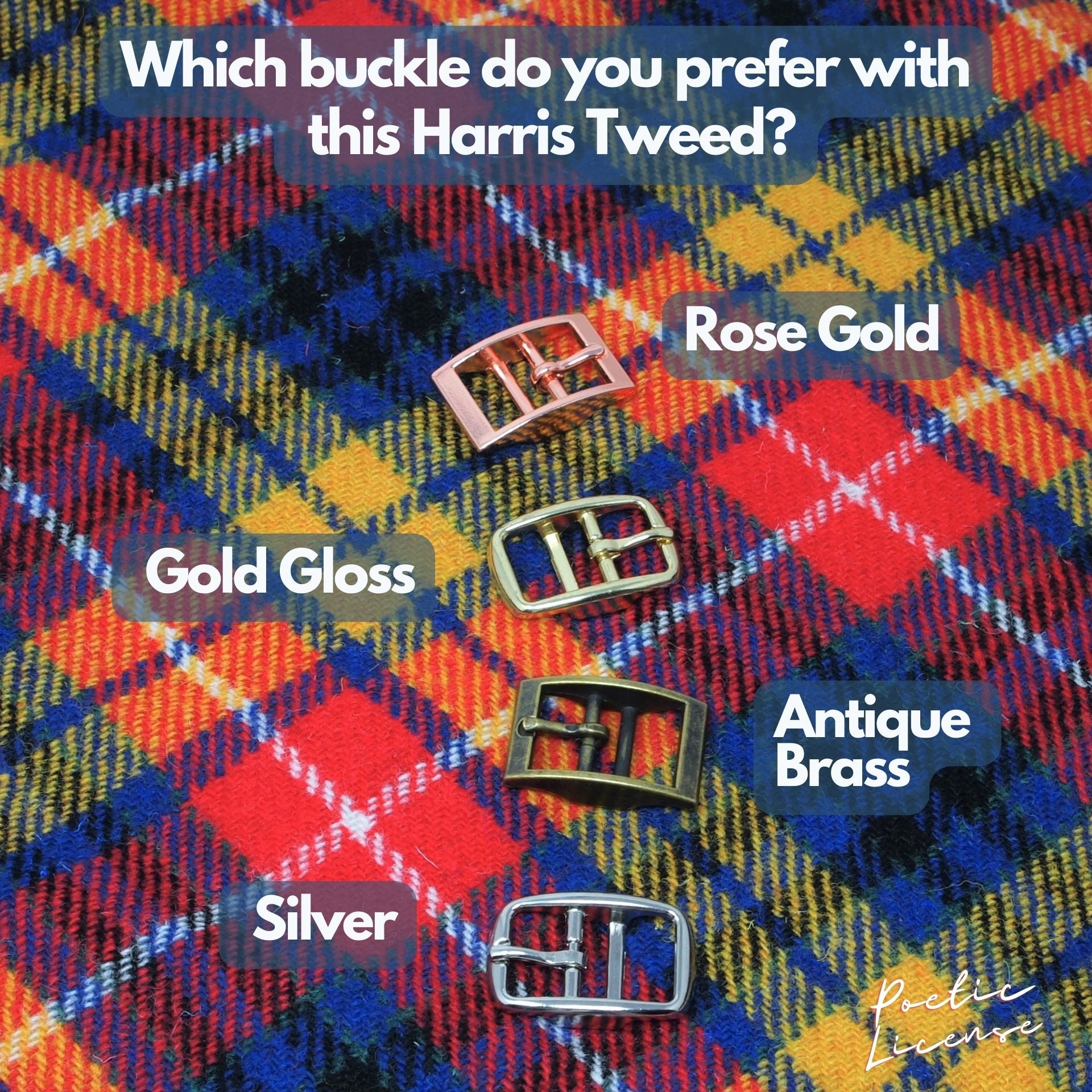 Red & Yellow Buchanan Tartan Dog Collar, Harris Tweed Greyhound, Whippet width or Slim Fit.