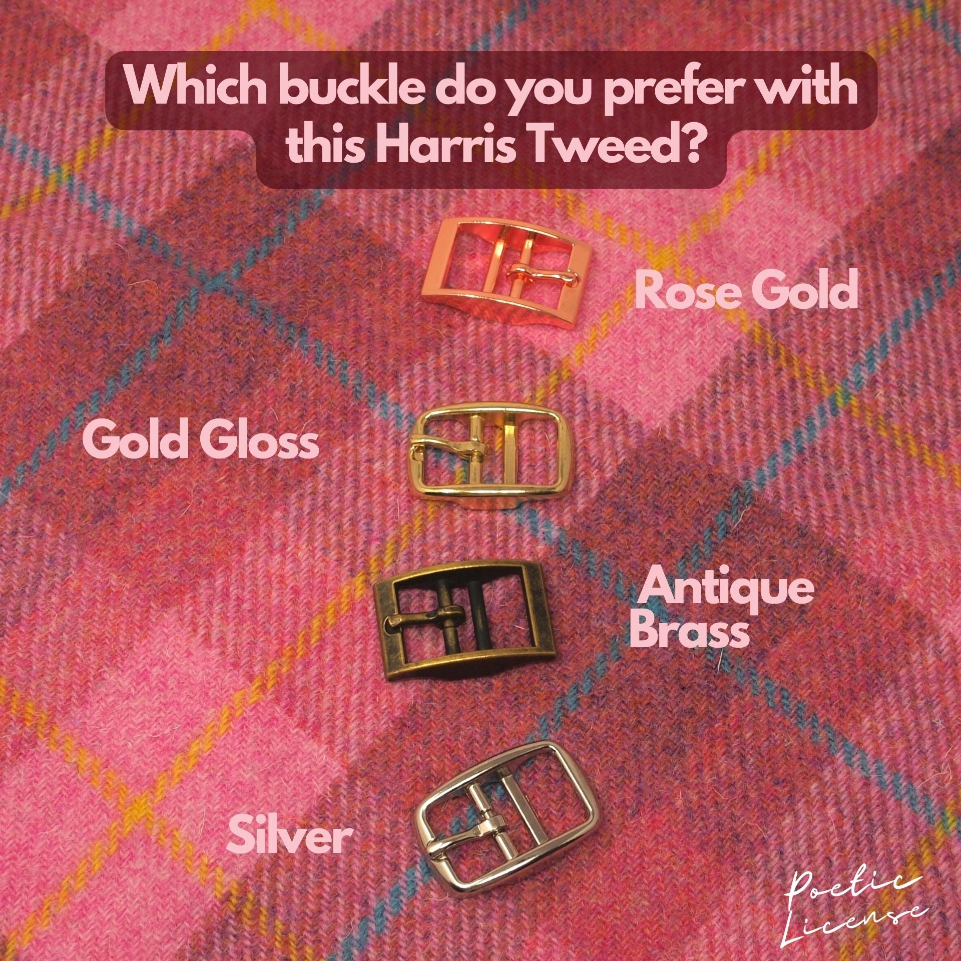 Custom Harris Tweed Pink Tartan Dog Collar or wider Greyhound, Whippet, Sighthound collar.