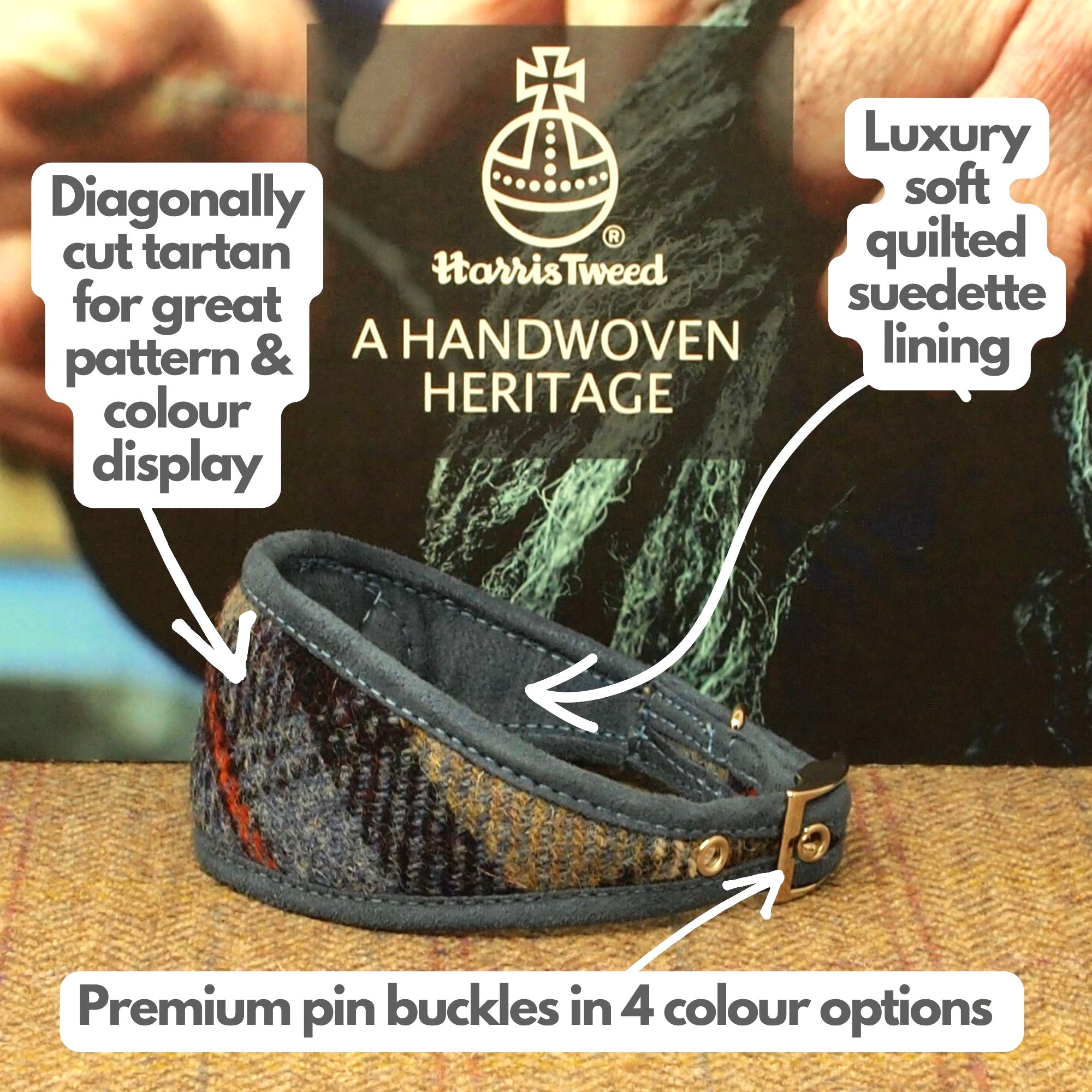 mackenzie tartan luxury sighthound collar with soft, quilted internal padding for delicate necks