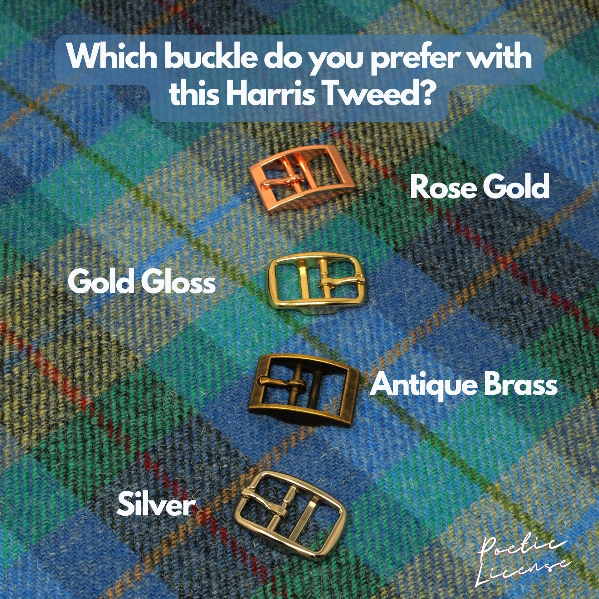 Turquoise Blue Green Tartan Harris Tweed Dog Collar, soft and padded for sensitive necks.