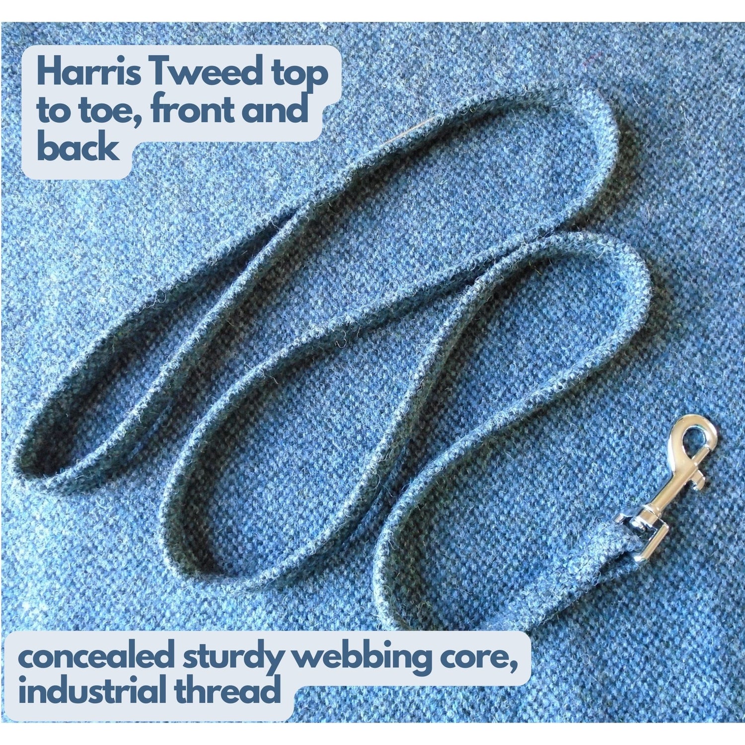 Navy Blue Barleycorn Luxury Dog Lead, Harris Tweed.