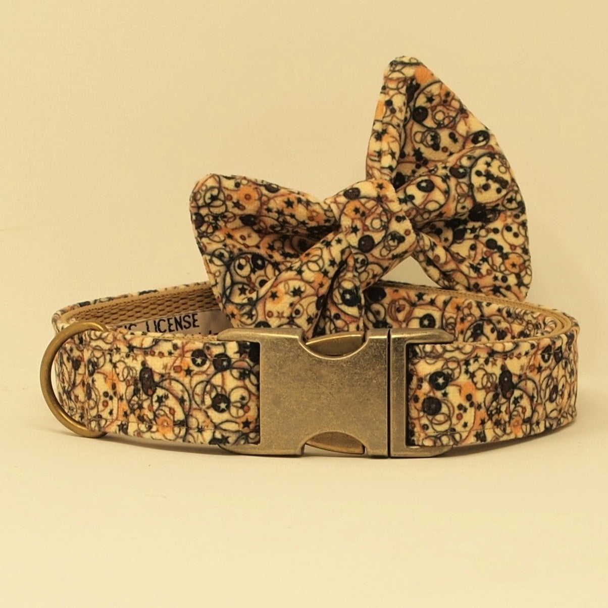 Luxe Chenille Standard Dog Collar in Neutral Brown Abstract