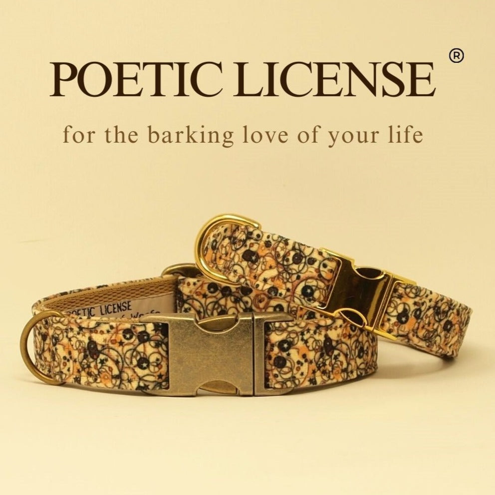 Luxe Chenille Standard Dog Collar in Neutral Brown Abstract
