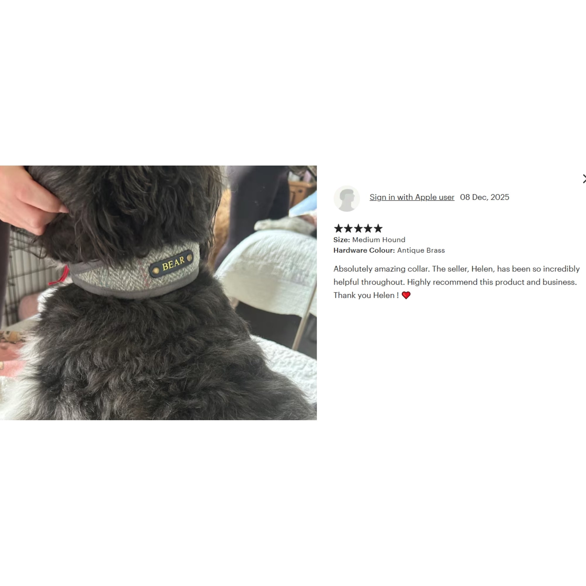 Harris Tweed Grey Dog Collar, personalised with your dog&