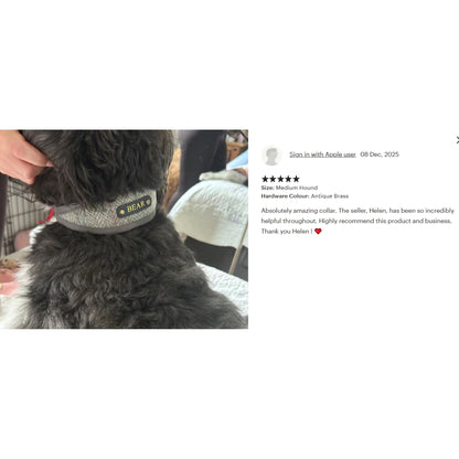 Harris Tweed Grey Dog Collar, personalised with your dog&