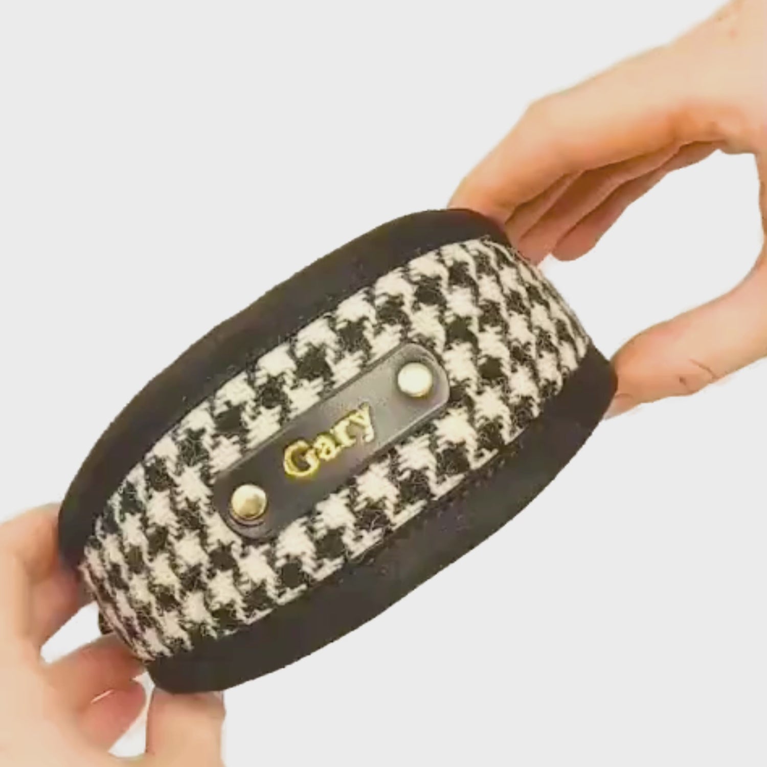 Black and White Houndstooth Dog Collar, in Hound Width or Slim Fit, optional personalisation available to add dog&