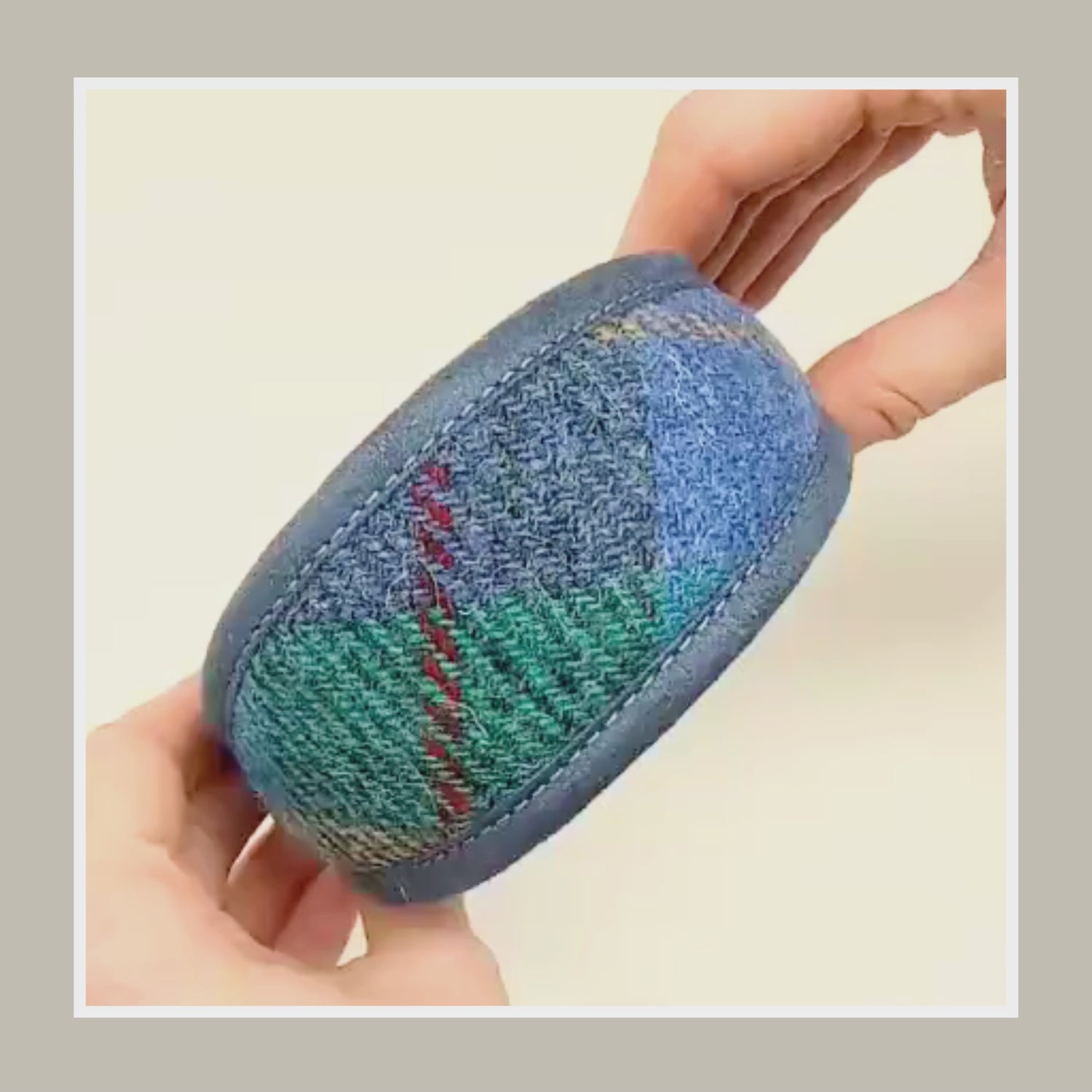 turquoise blue green tartan plaid genuine harris tweed dog collar for whippet greyhound sighthound lurcher wolfhound