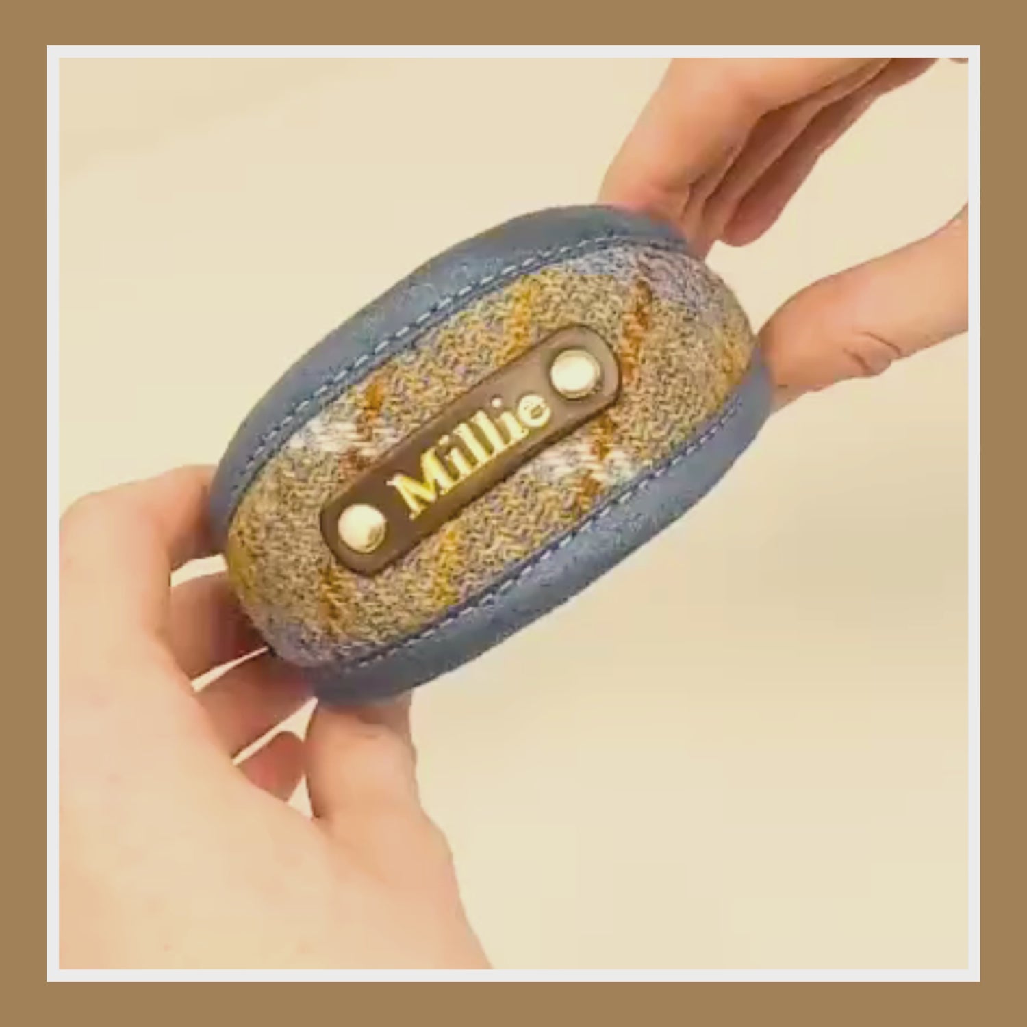 Harris Tweed Mustard &amp; Blue Tartan Greyhound Collar or Slim fit luxury dog collar.