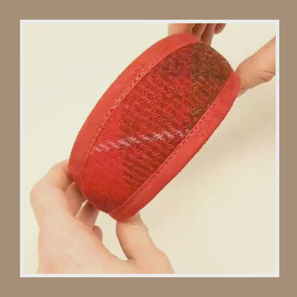 red brown tartan plaid harris tweed dog collar