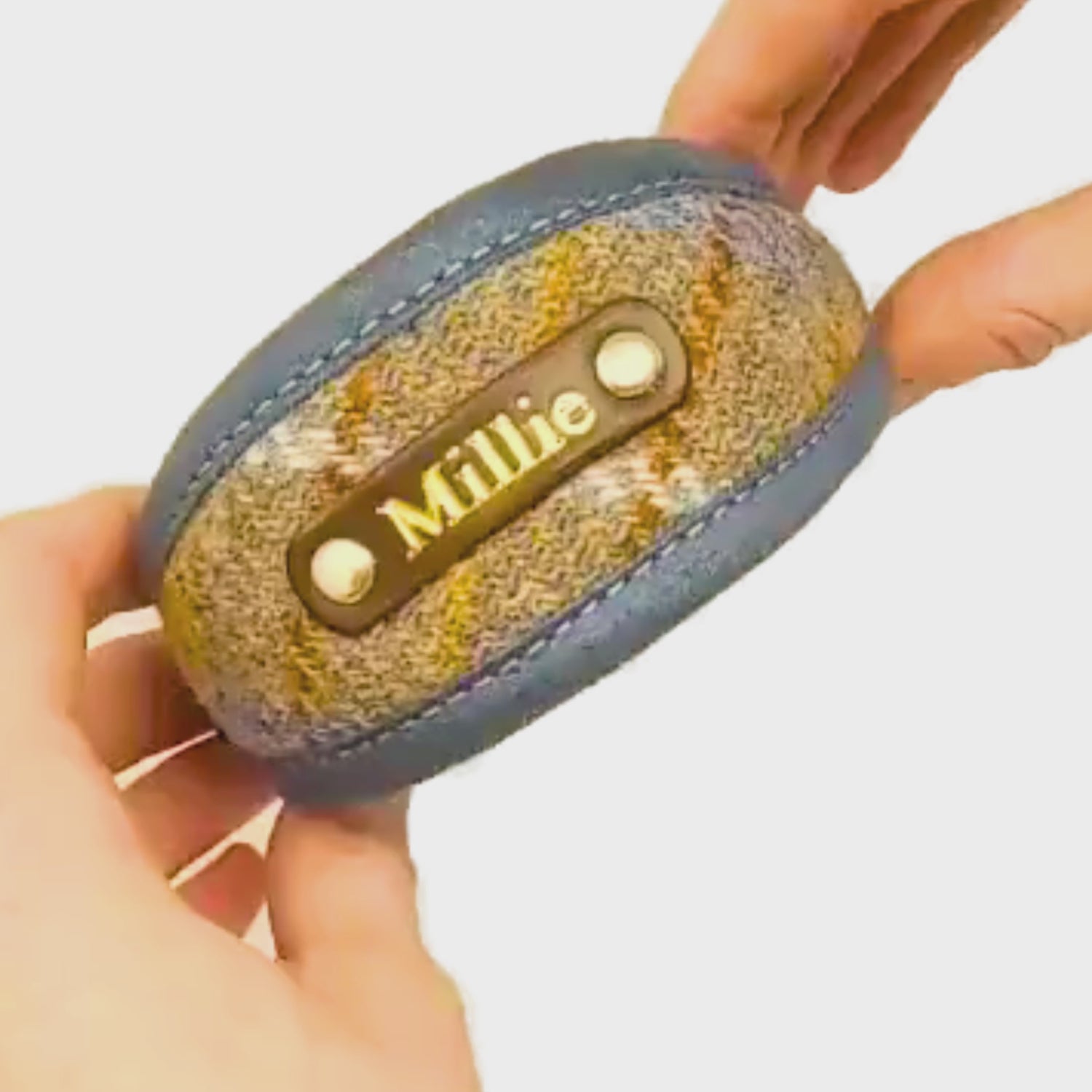 mustard blue harris tweed dog collar