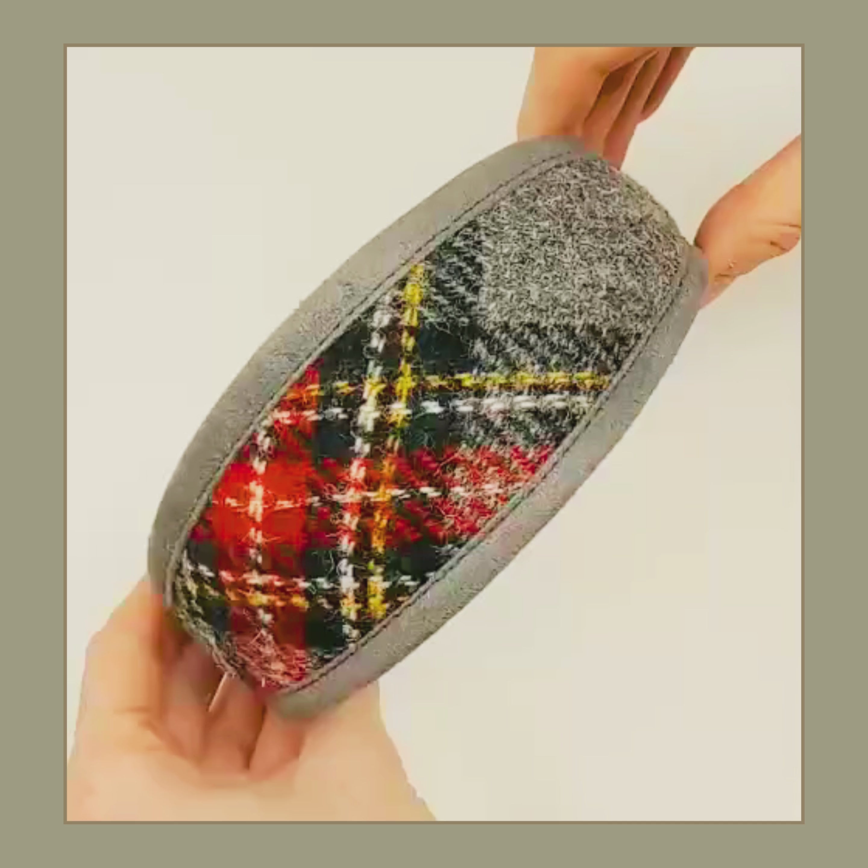 grey red harris tweed tartan sighthound greyhound whippet lurcher iggy collar with soft padding 