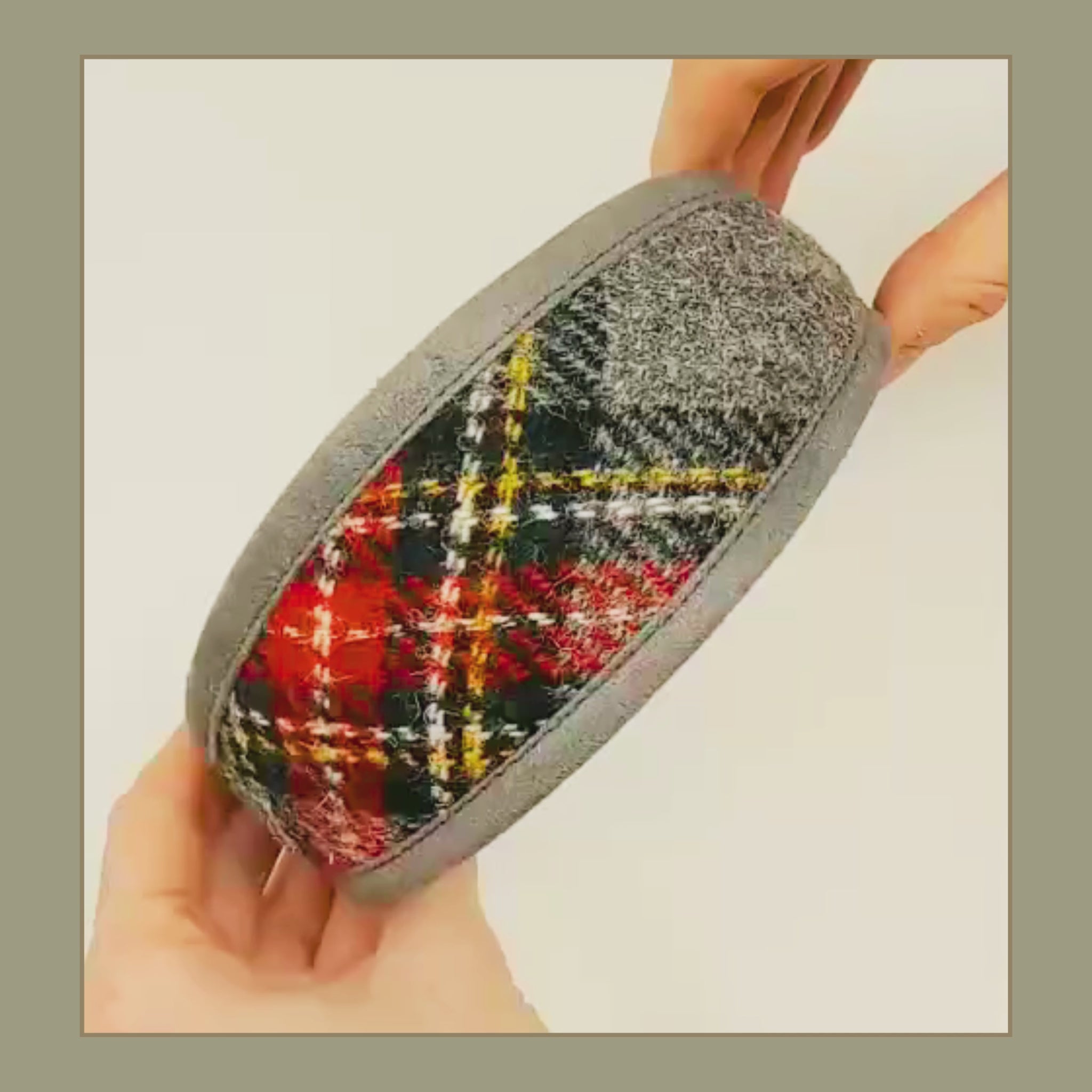 grey red harris tweed tartan sighthound greyhound whippet lurcher iggy collar with soft padding 