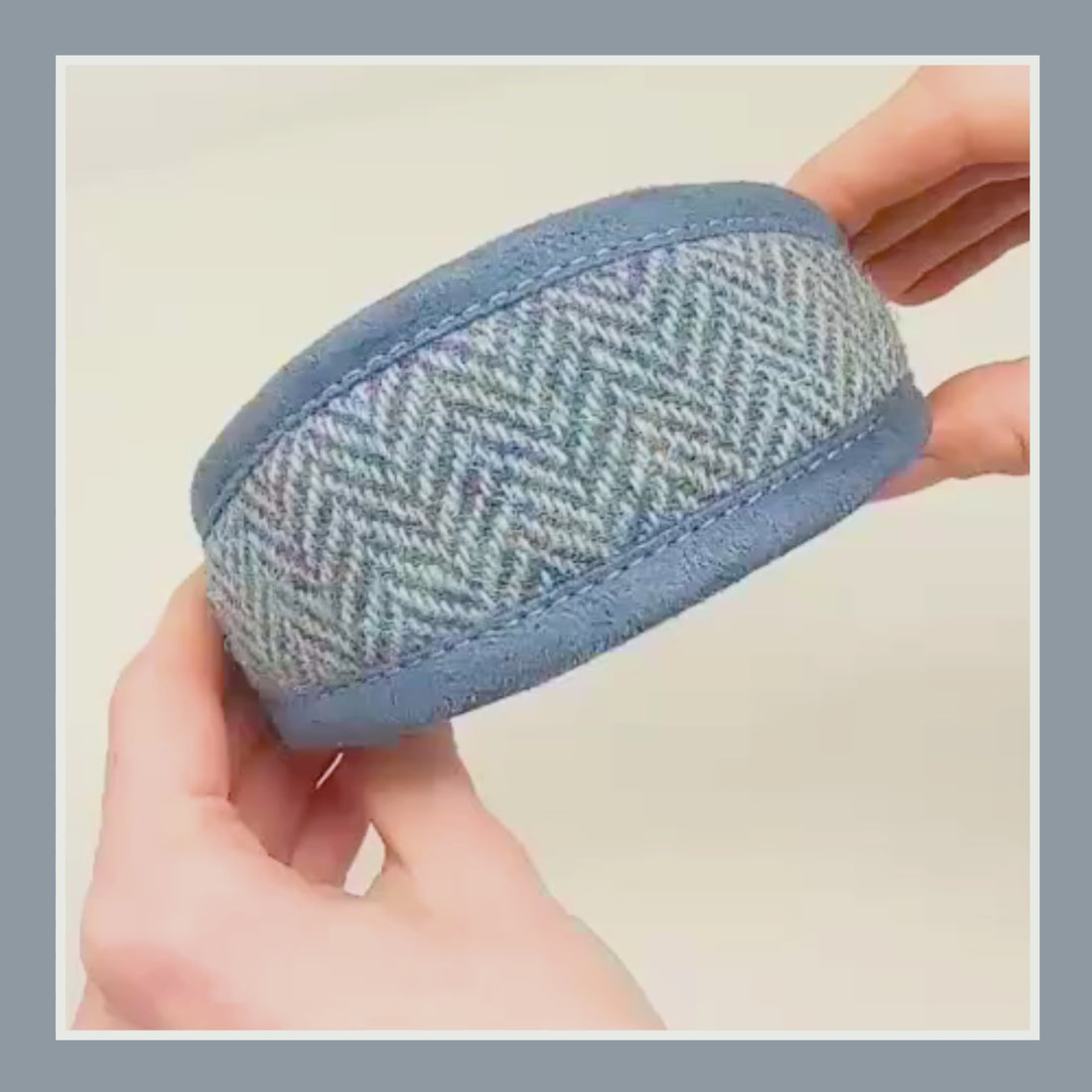 blue herringbone harris tweed whippet sighthound greyhouond italian greyhound soft padded custom collar