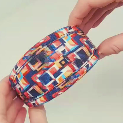 blue red vegan dog collar with soft padding for delicate necks