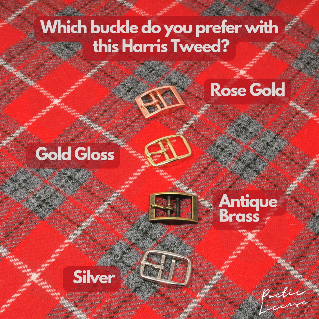 Custom Red &amp; Grey Tartan Dog Collar in Genuine Harris Tweed. Wider width for whippets and sighthounds or slim fit.